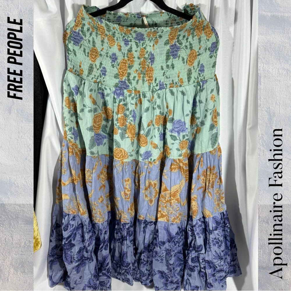 FREE PEOPLE BUBBLES ONLY CONVERTIBLE SKIRT DRESS NEW VARIOUS SIZES BLUE COMBO - Picture 7 of 9